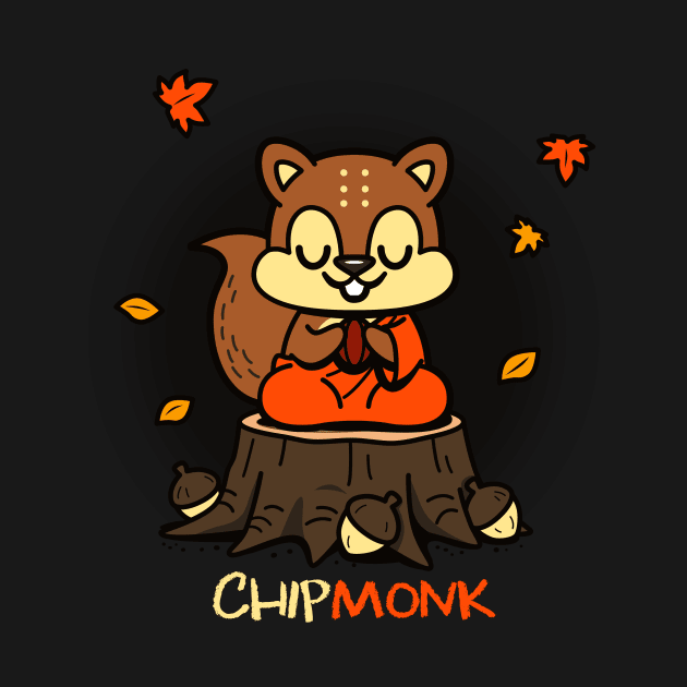 Chipmonk Funny Original Kawaii Cute Monk Chipmunk Autumn Yoga Meditating Cartoon by Originals By Boggs