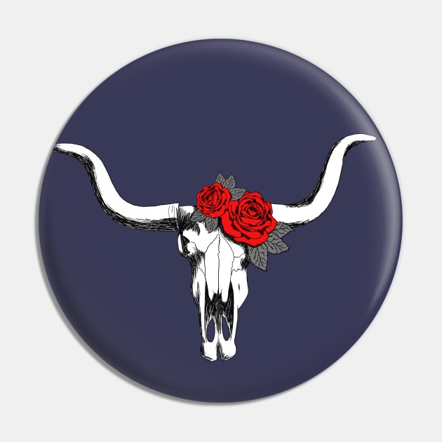 Bull skull with roses Pin by finegoddamnit