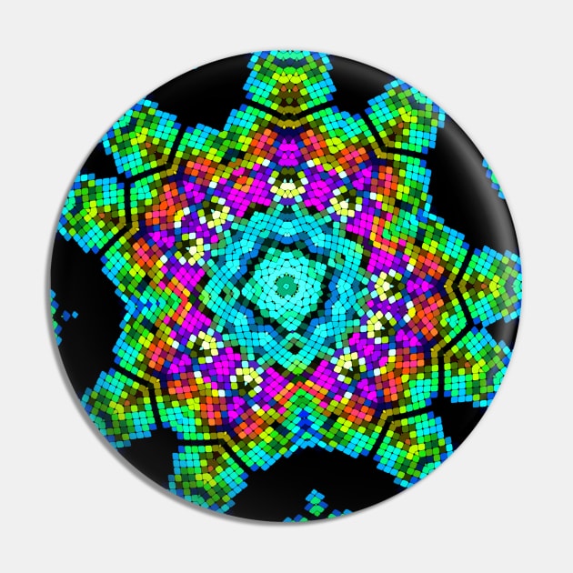 Geometric Kaleidoscope Asymmetrical Multicolor Pin by WormholeOrbital