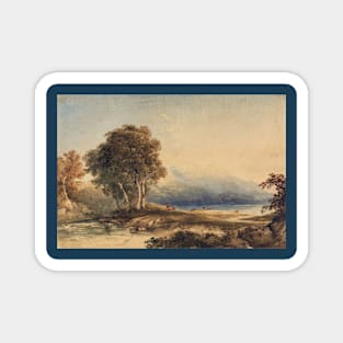 Mountainous Landscape with Lake and Stream Magnet