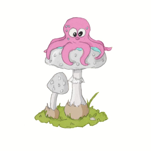 Octopus with toadstool by LeahHa