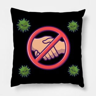 No hand shake stop sign cartoon Pillow