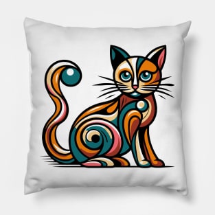 Pop art cat illustration. cubism cat illustration Pillow