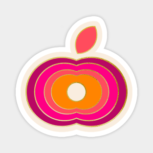 magenta pink and orange retro apple Magnet