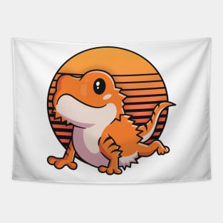 Retro Bearded Dragon Shirt For Girls Women Sunset Reptile Tapestry