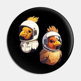 Space Galaxy Chickens - Chicks with Space Helmets Pin