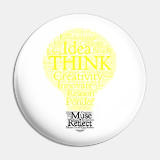 Think Light Bulb Word Cloud Yellow Light Pin