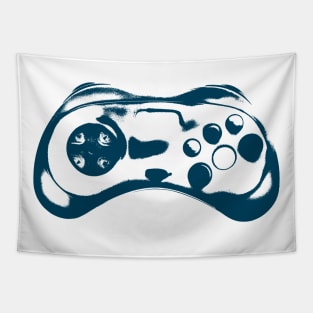 Blue Vector Illustration of Video Game Controller Tapestry