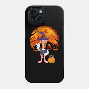 Ostrich pumpkin witch Phone Case