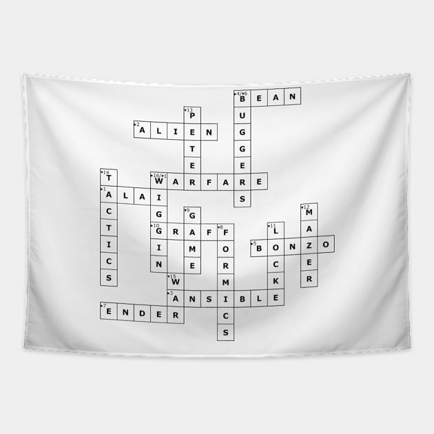 (1985EG) Crossword pattern with words from a famous 1985 science fiction book. Tapestry by ScienceFictionKirwee