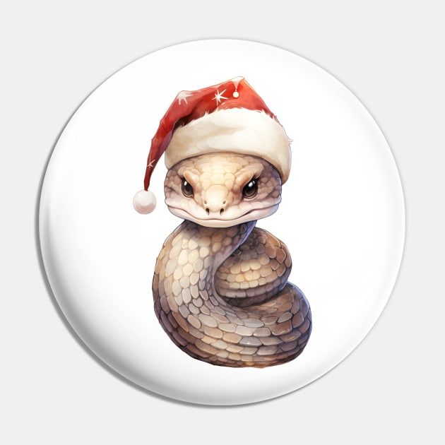 Western Diamondback Rattlesnake in Santa Hat Pin by Chromatic Fusion Studio