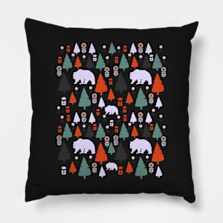 Bear forest at night Pillow