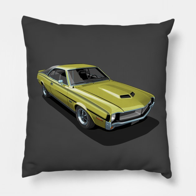 AMC Javelin in Golden Lime Pillow by candcretro