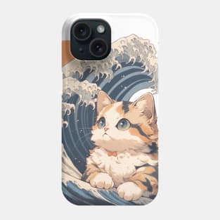 Hokusai vs cute kitty Phone Case