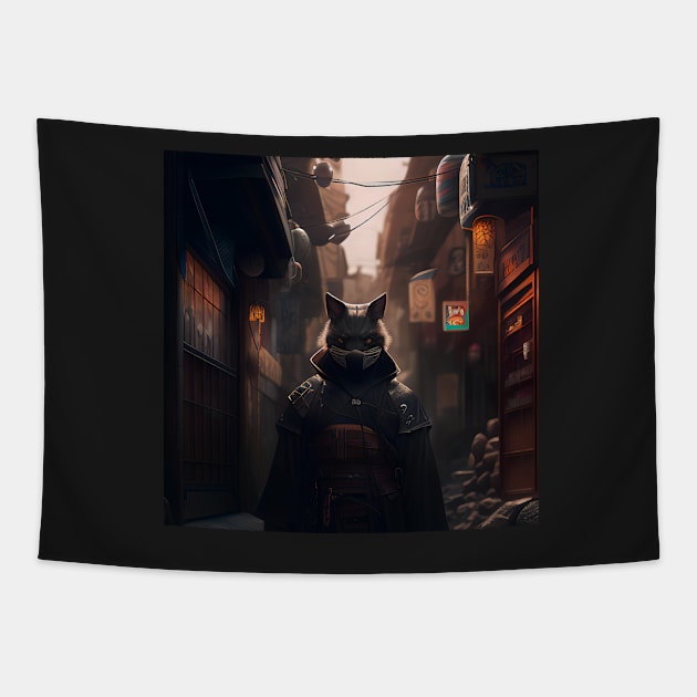 The Urban Ninja Cat Tapestry by D3monic