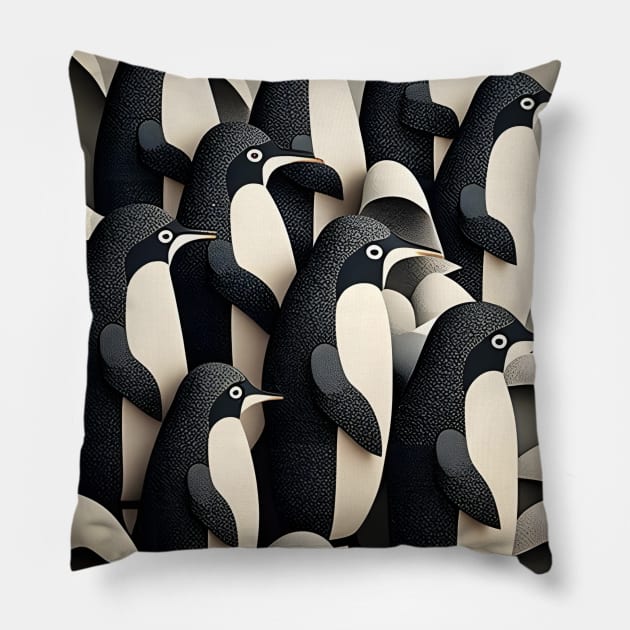 The March of the Penguins - Inuit Art Pillow by Mistywisp