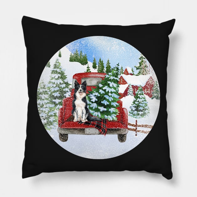 Christmas Border Collie Pillow by OrnamentallyYou