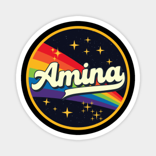 Amina // Rainbow In Space Vintage Style Magnet