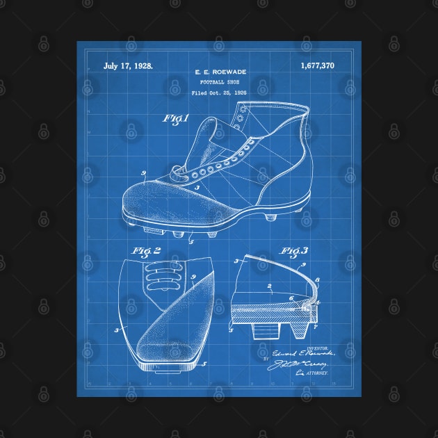 Football Shoe Patent - American Football Boot Coach Fan Football Lover Art - Blueprint by patentpress