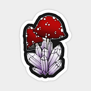 Magic mushroom and crystals Magnet