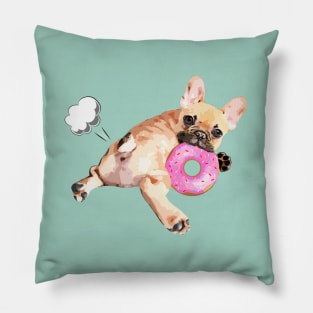 French bulldog lovers, Frenchie with donut and little fart Pillow