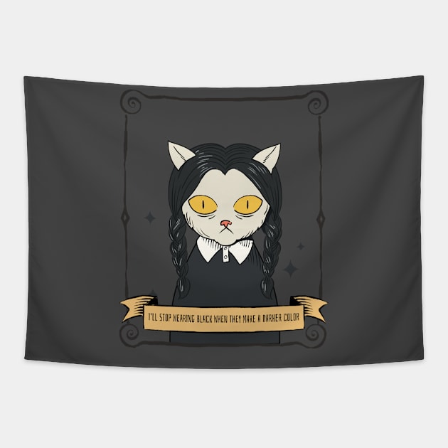 Funny Halloween Cat Wednesday Tapestry by TheBigTeeShop