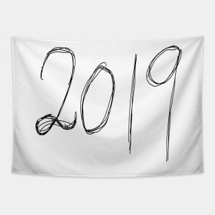 2019 Dark and Gritty Pen Text Year Number Tapestry