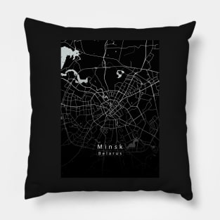 Minsk Belarus City Map dark Pillow