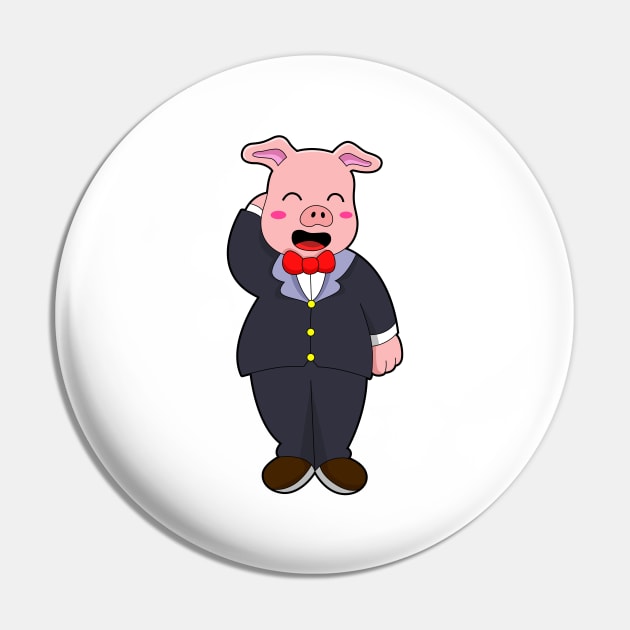 Pig as Groom with Suit & Tie Pin by Markus Schnabel