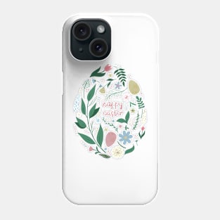 Happy Easter egg decorated with flowers and plants Phone Case