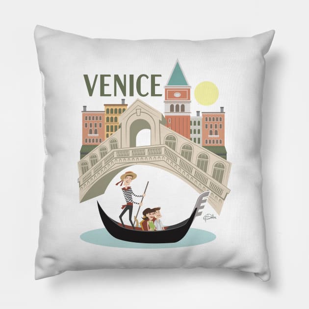 Gondola Ride in Venice Pillow by PatrickScullin