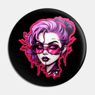 Goth Vampire Girl Pin