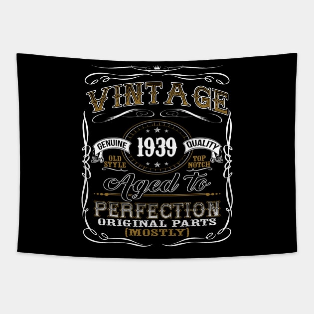 Vintage 1939 Shirt 80th Birthday Gift Eightieth Bday T Shirt Tapestry by jMvillszz