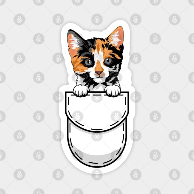 Funny Calico Pocket Cat Magnet by Pet My Dog