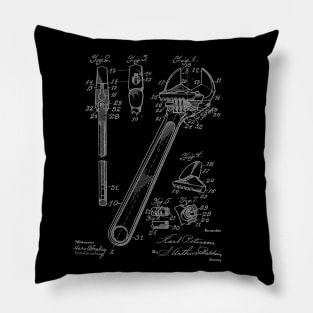 Wrench Vintage Patent Drawing Pillow