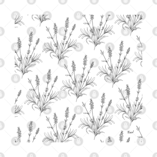 Lavender Line Art Pattern by GraphiscbyNel