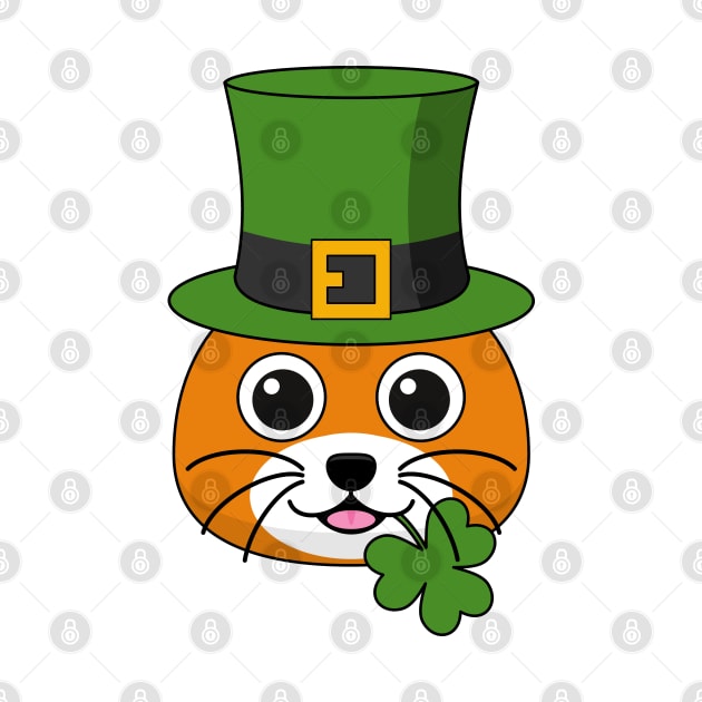 Cute Cat with Green Hat and Shamrock St Patricks's Day by BirdAtWork