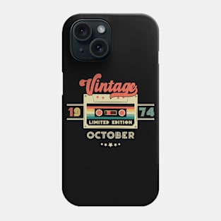 Vintage October 1974 Music Cassette - Limited Edition - 48 Years Old Birthday Gifts Phone Case