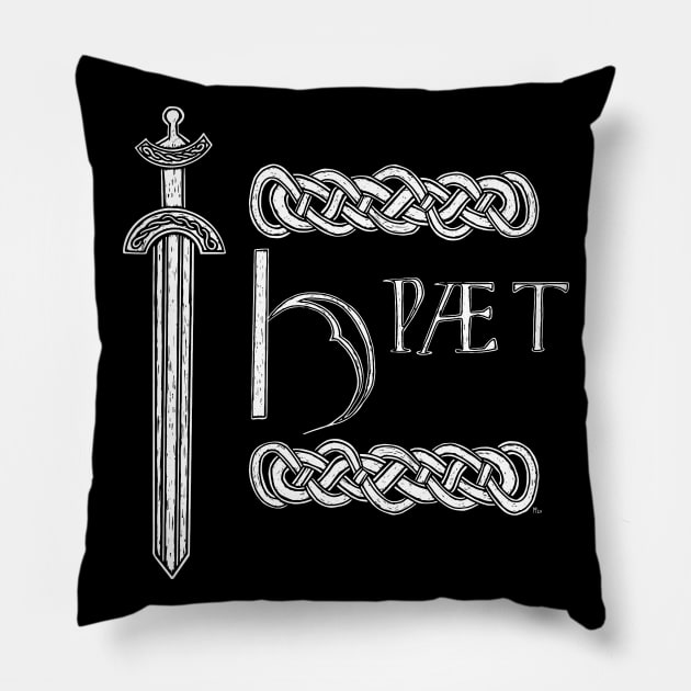 Hwaet! Beowulf Hrunting Design Pillow by LaForma