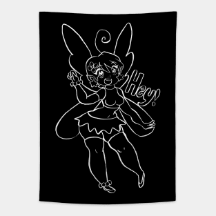 Hey! Fairy - White Line Tapestry