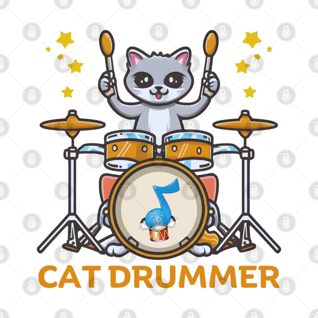 Cat Playing Drums by Inktopolis