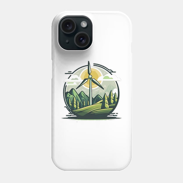 Elevate Your Wardrobe with the Greenbubble Wind Turbine Cartoon Phone Case by Greenbubble