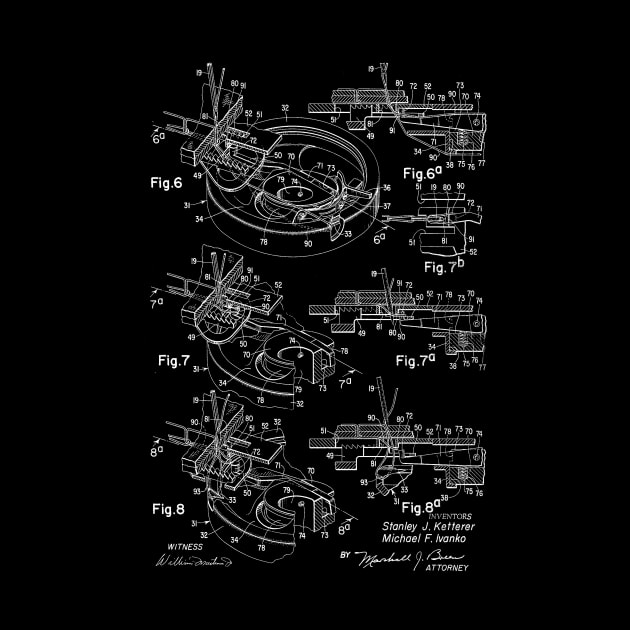 Chain Stitch for Lock Stitch Sewing Machine Vintage Patent Hand Drawing by TheYoungDesigns