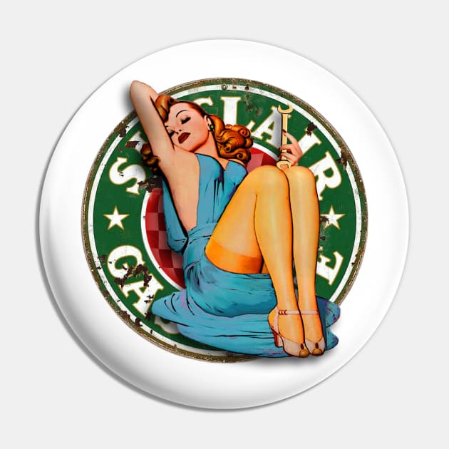 Ms Sinclair Pin Up Girl - Holding Wrench Pin by Wilcox PhotoArt