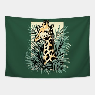 Giraffe between leaves Tapestry