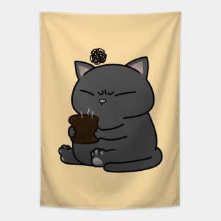 Black Chubby Cat Burnt Toast Tapestry