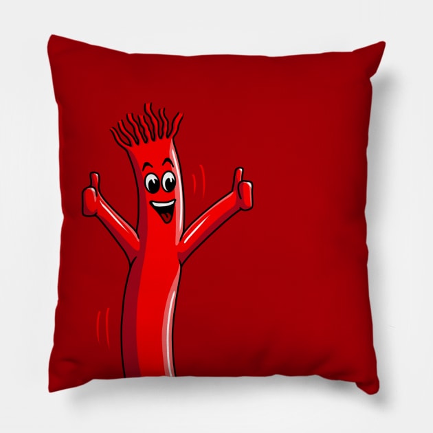 Red Wacky Waving Tube Man Portrait Pillow by y30artist