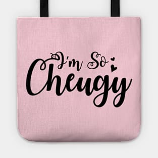 I'm So Cheugy Black Script with Hearts Design Tote