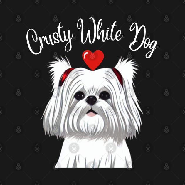 Cute Crusty White Dog Loves Mom As A Shih Tzu Girl by Mochabonk