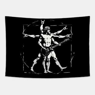 Retro Vitruvian Man Guitar Rock Music Concert Festival Novelty Funny Guitar Tapestry